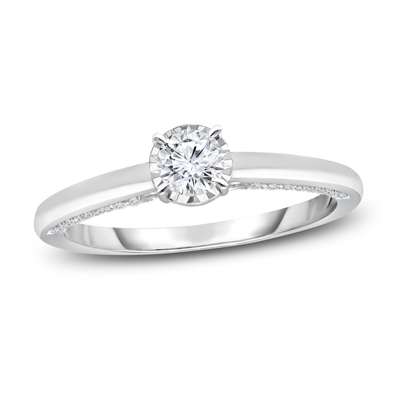 Now + Forever Diamond Solitaire Ring 1/2 ct tw Round-cut 10K White Gold (J/I3)