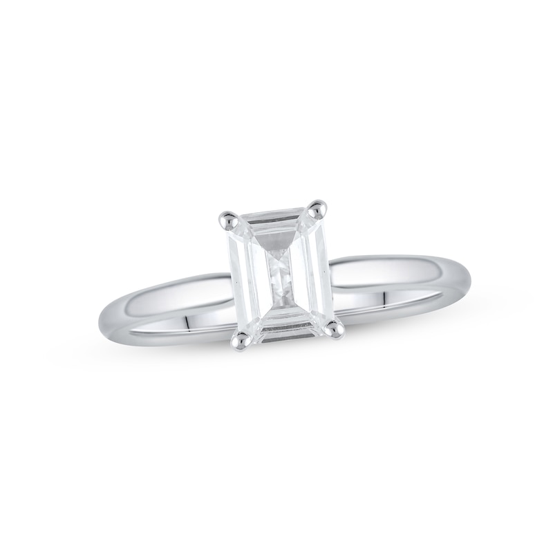 Main Image 1 of Lab-Grown Diamonds Solitaire Ring 1 ct tw Emerald-cut 14K White Gold (F/VS2)