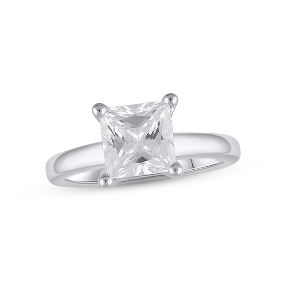 Lab-Grown Diamonds Solitaire Ring 2 ct tw Princess-cut 14K White Gold (F/VS2