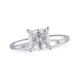 Lab-Grown Diamonds Solitaire Ring 1-1/2 ct tw Princess-cut 14K White Gold (F/VS2)