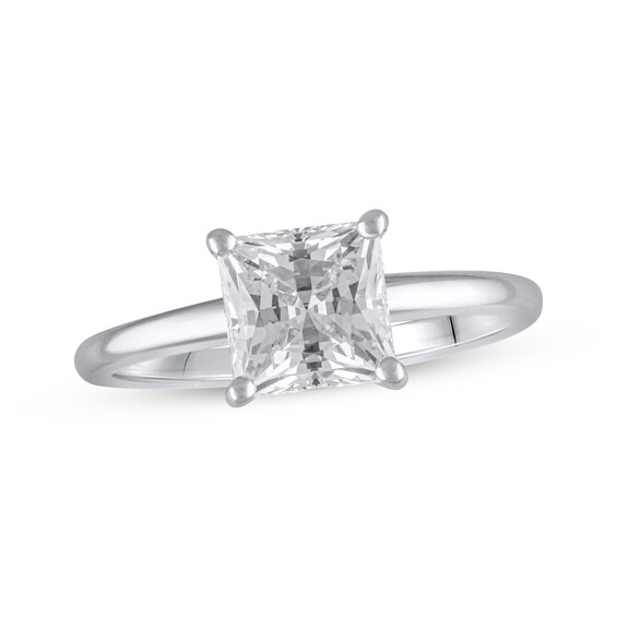 Lab-Grown Diamonds Solitaire Ring 1-1/2 ct tw Princess-cut 14K White Gold (F/VS2)
