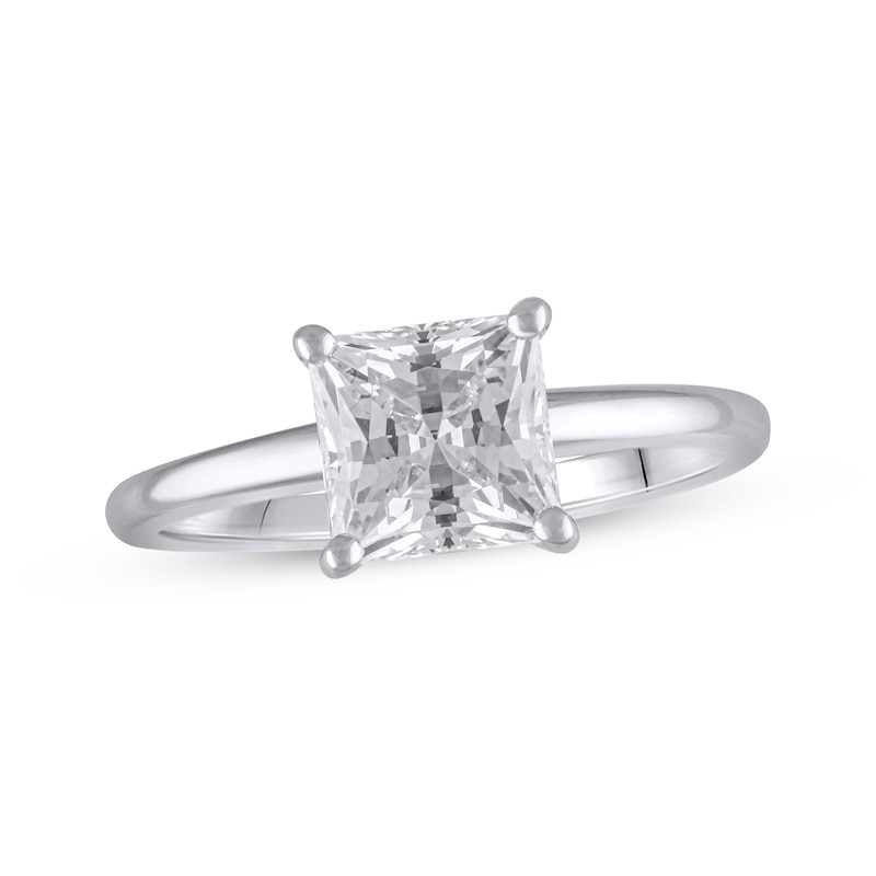 Main Image 1 of Lab-Grown Diamonds Solitaire Ring 1-1/2 ct tw Princess-cut 14K White Gold (F/VS2)