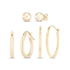 Stud & Hoop Three Pair Earrings Gift Set 10K Yellow Gold