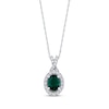 Thumbnail Image 1 of Oval-Cut Lab-Created Emerald & White Round Lab-Created Sapphire Gift Set Sterling Silver - Size 7