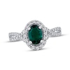 Thumbnail Image 2 of Oval-Cut Lab-Created Emerald & White Round Lab-Created Sapphire Gift Set Sterling Silver - Size 7