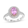 Thumbnail Image 0 of Gems of Serenity Oval-Cut Pink & White Lab-Created Sapphire Ring Sterling Silver & 10K Rose Gold