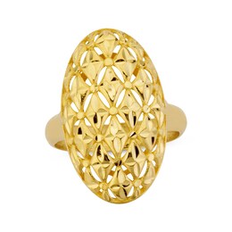 Italian Brilliance Diamond-Cut Oval Ring 14K Yellow Gold