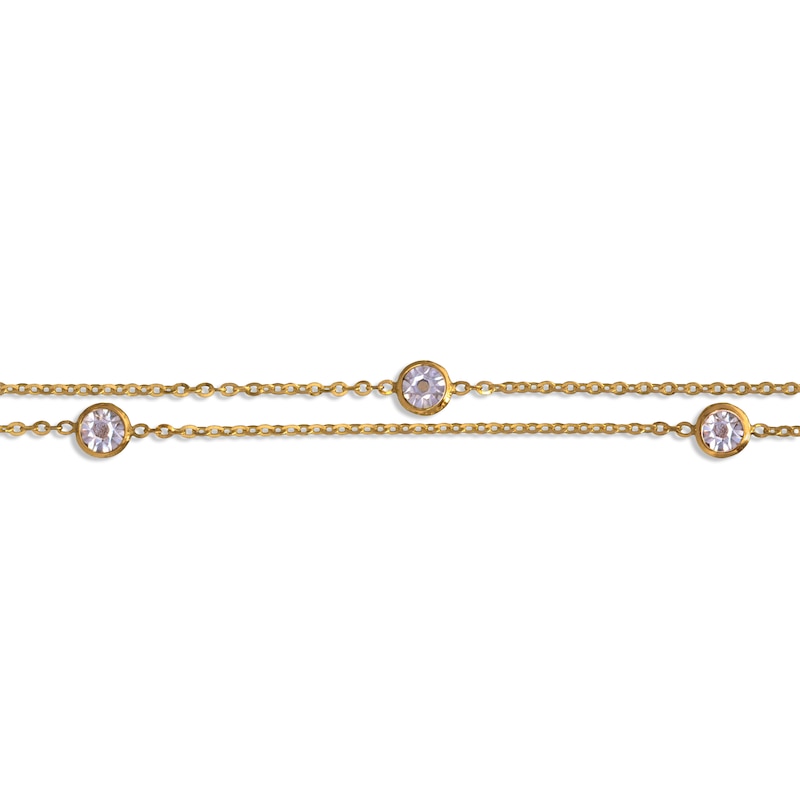 Main Image 2 of Double-Chain Station Bracelet 10K Yellow Gold 8&quot;