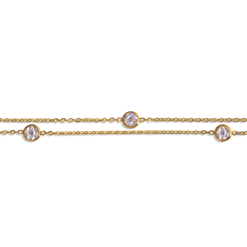 Double-Chain Station Bracelet 10K Yellow Gold 8"