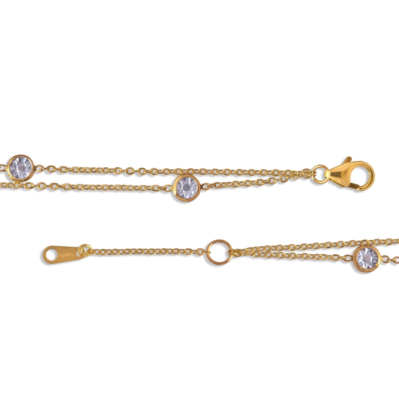 Double-Chain Station Bracelet 10K Yellow Gold 8"