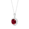Thumbnail Image 1 of Cushion-Cut Lab-Created Ruby & Round-Cut White Lab-Created Sapphire Starburst Halo Necklace Sterling Silver 18”