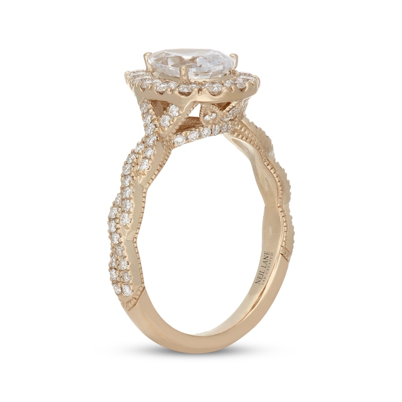 Main Image 2 of Neil Lane Artistry Pear-Shaped Lab-Grown Diamond Halo Engagement Ring 1-3/4 ct tw 14K Yellow Gold