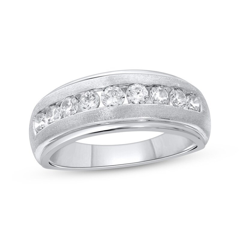 Men's Round-Cut Diamond Channel Wedding Band 1 ct tw 10K White Gold