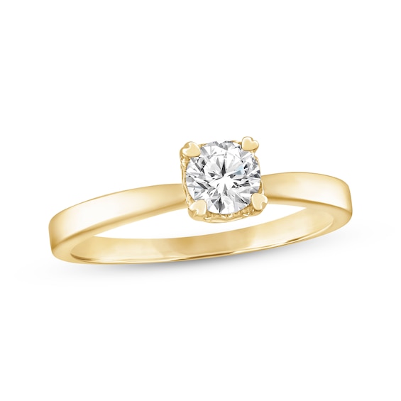 Now + Forever Diamond Solitaire Hearts Ring 1/2 ct tw 14K Yellow Gold (I/I2)