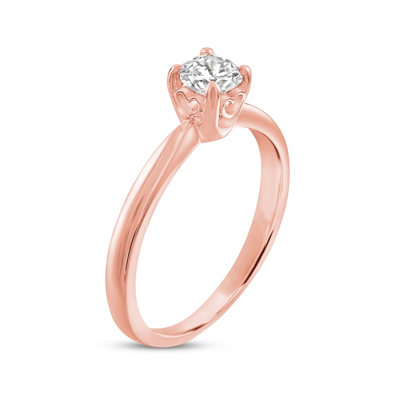 Main Image 2 of Now + Forever Diamond Solitaire Hearts Ring 1/2 ct tw 14K Rose Gold (I/I2)
