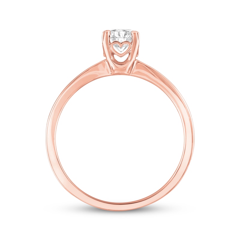 Main Image 3 of Now + Forever Diamond Solitaire Hearts Ring 1/2 ct tw 14K Rose Gold (I/I2)