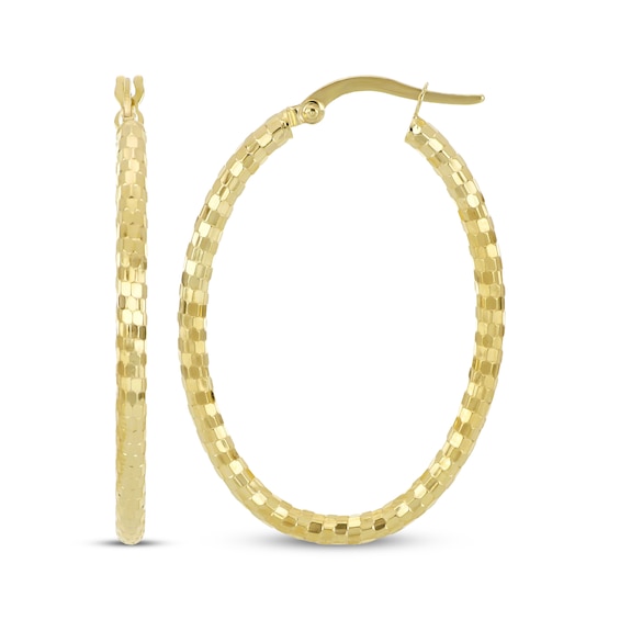 Italian Brilliance Diamond-Cut Disco Hoop Earrings 14K Yellow Gold 25mm