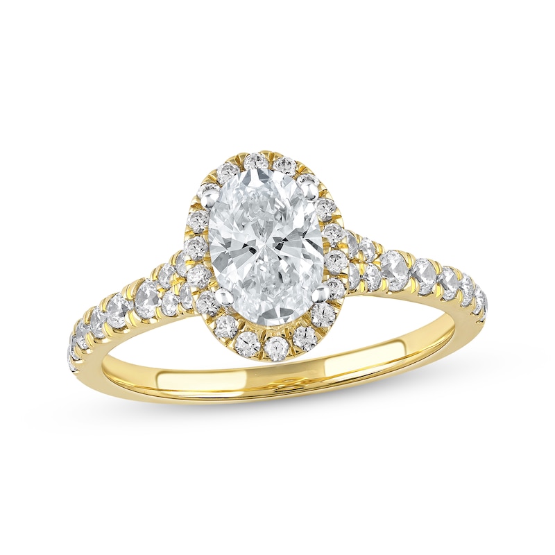 Main Image 1 of Now + Forever Lab-Grown Diamonds Oval-Cut Engagement Ring 1-1/2 ct tw 14K Yellow Gold