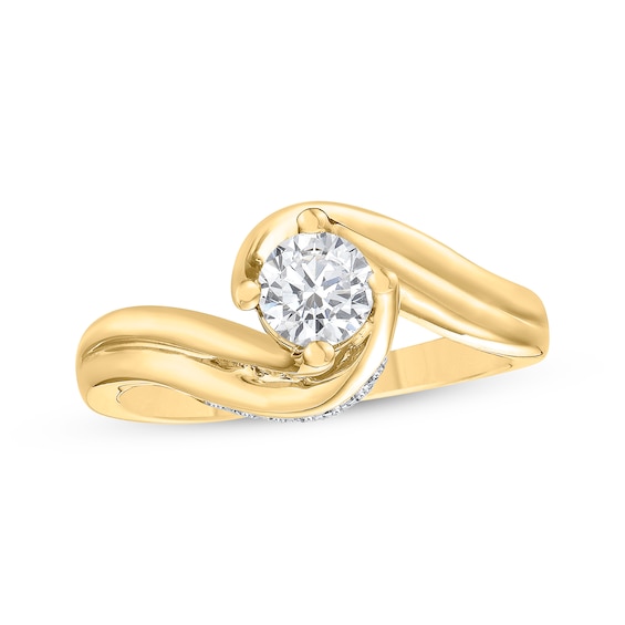 Now + Forever Round-Cut Diamond Solitaire Bypass Engagement Ring 5/8 ct tw 10K Yellow Gold (I/I3)