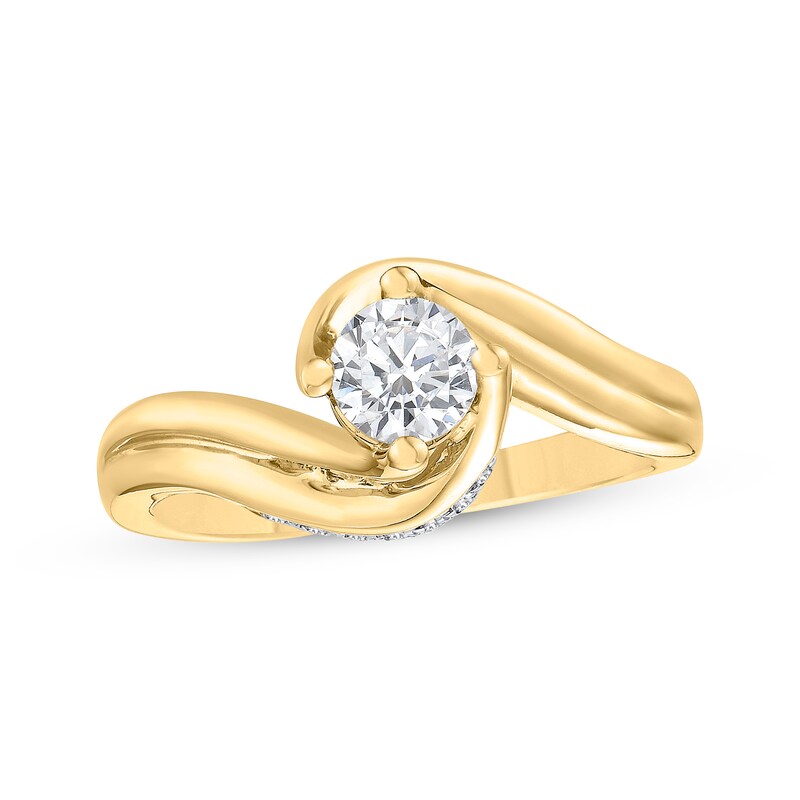 Main Image 1 of Now + Forever Round-Cut Diamond Solitaire Bypass Engagement Ring 5/8 ct tw 10K Yellow Gold (I/I3)