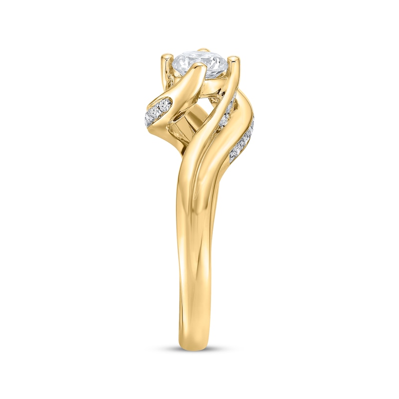 Main Image 2 of Now + Forever Round-Cut Diamond Solitaire Bypass Engagement Ring 5/8 ct tw 10K Yellow Gold (I/I3)
