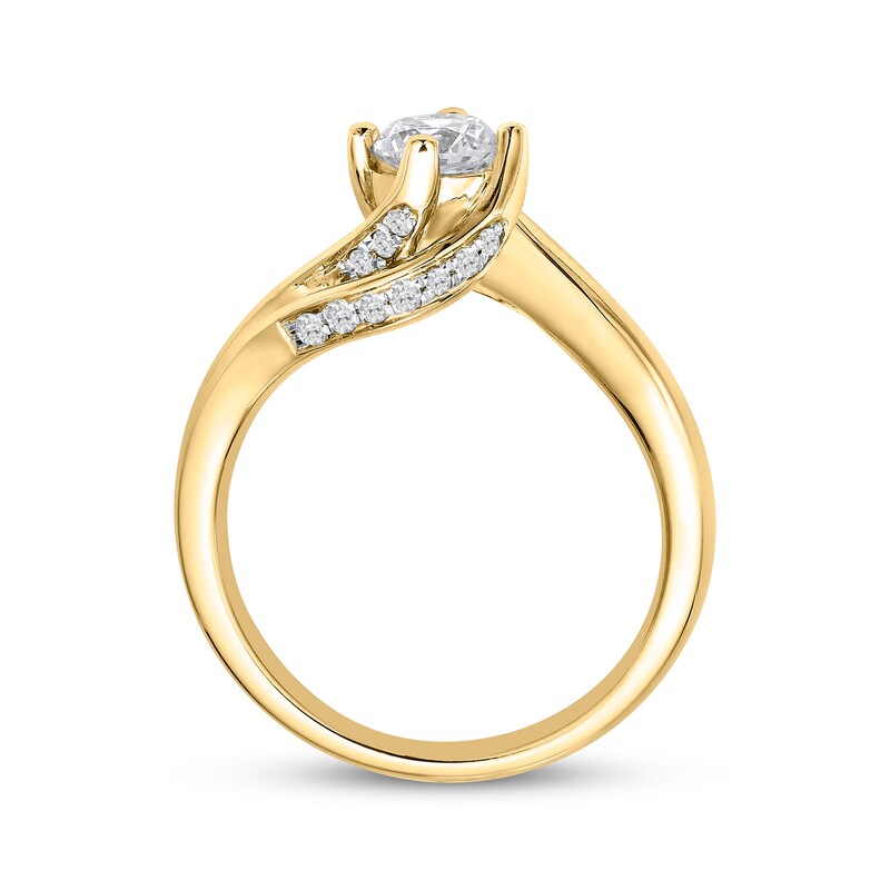 Main Image 3 of Now + Forever Round-Cut Diamond Solitaire Bypass Engagement Ring 5/8 ct tw 10K Yellow Gold (I/I3)