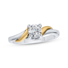 Now + Forever Round-Cut Diamond Solitaire Trellis Engagement Ring 5/8 ct tw 10K Two-Tone Gold (I/I3)