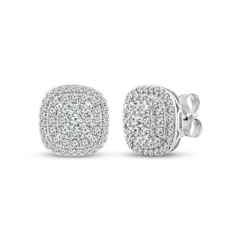Main Image 1 of KAY Lab-Grown Diamonds Cushion-Shaped Stud Earrings 1 ct tw 10K White Gold