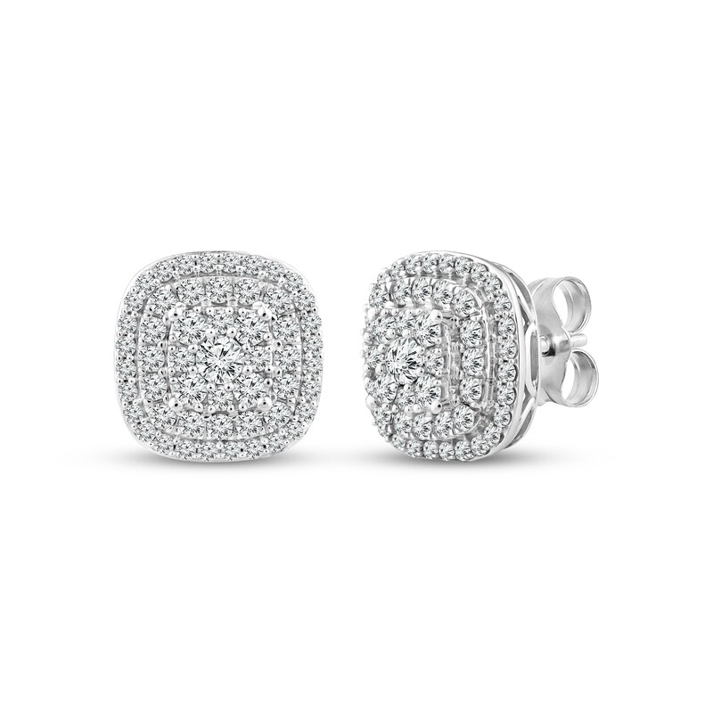 Lab-Created Diamonds by KAY Cushion-Shaped Stud Earrings 1 ct tw 10K White Gold