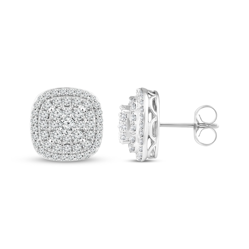 Lab-Created Diamonds by KAY Cushion-Shaped Stud Earrings 1 ct tw 10K White Gold