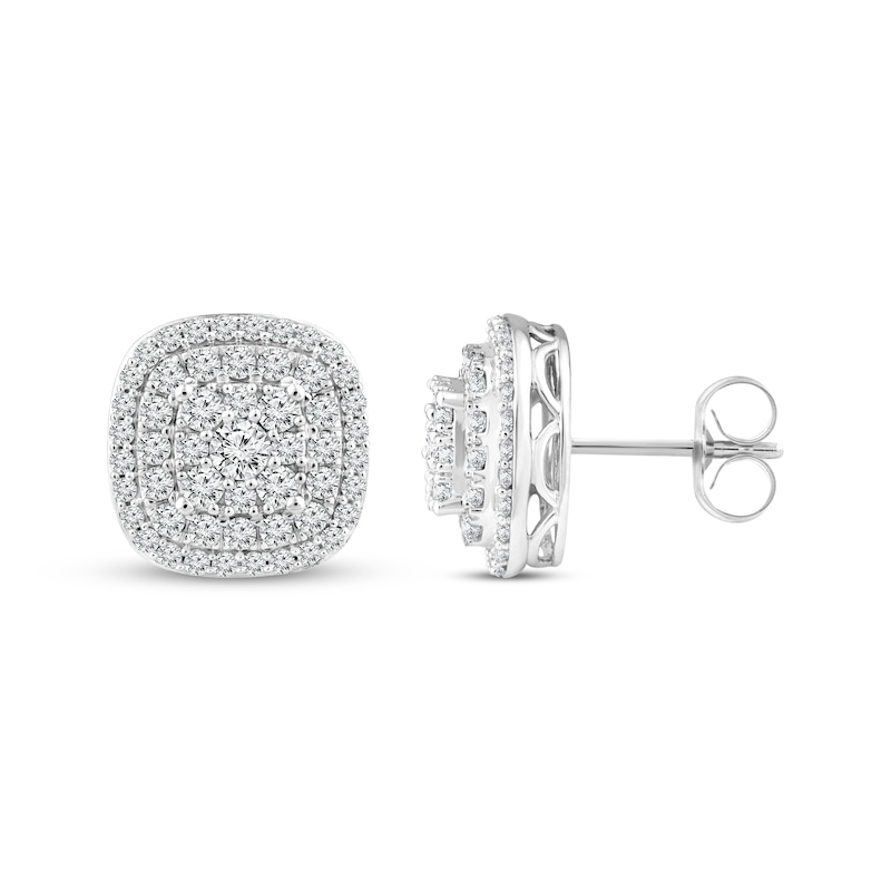 Main Image 3 of KAY Lab-Grown Diamonds Cushion-Shaped Stud Earrings 1 ct tw 10K White Gold