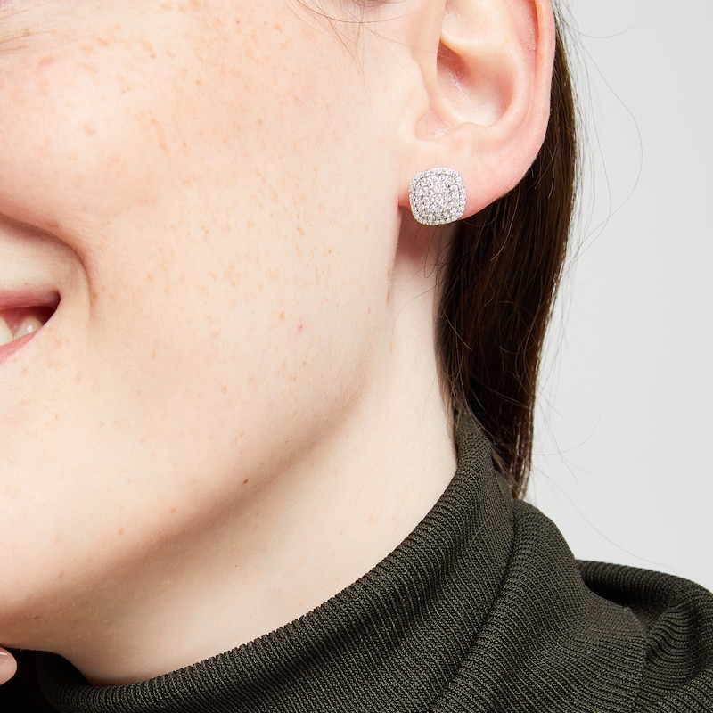 Main Image 4 of KAY Lab-Grown Diamonds Cushion-Shaped Stud Earrings 1 ct tw 10K White Gold