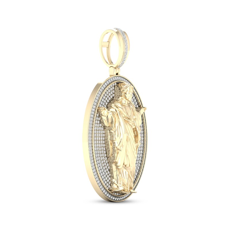 Diamond Oval Jesus Charm 1-1/4 ct tw 10K Yellow Gold