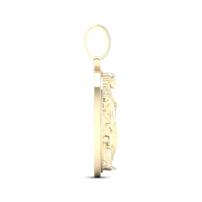 Main Image 3 of Diamond Oval Jesus Charm 1-1/4 ct tw 10K Yellow Gold