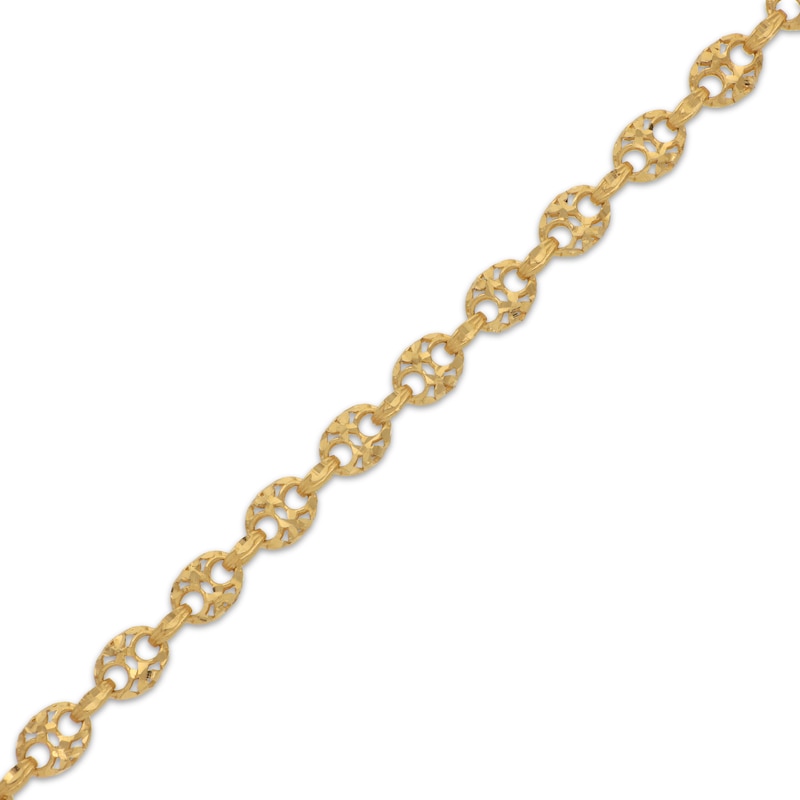 Italian Brilliance Solid Diamond-Cut Puffed Mariner Link Necklace 14K Yellow Gold 18.25"