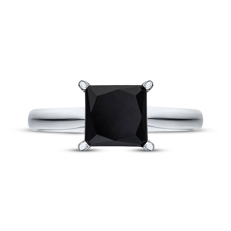 Main Image 3 of Now + Forever Princess-cut Black Diamond Solitaire Engagement Ring 1 ct tw 14K White Gold