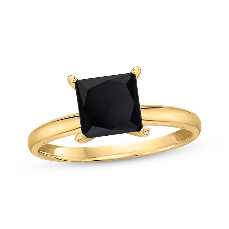 Main Image 1 of Now + Forever Princess-cut Black Diamond Solitaire Engagement Ring 1 ct tw 14K Yellow Gold