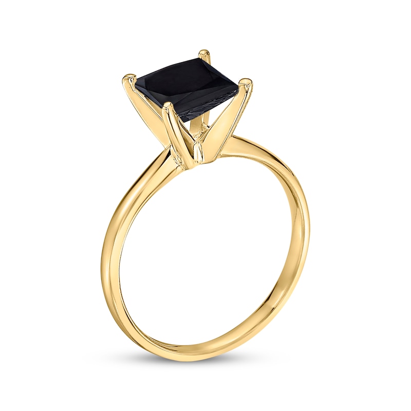 Main Image 2 of Now + Forever Princess-cut Black Diamond Solitaire Engagement Ring 1 ct tw 14K Yellow Gold