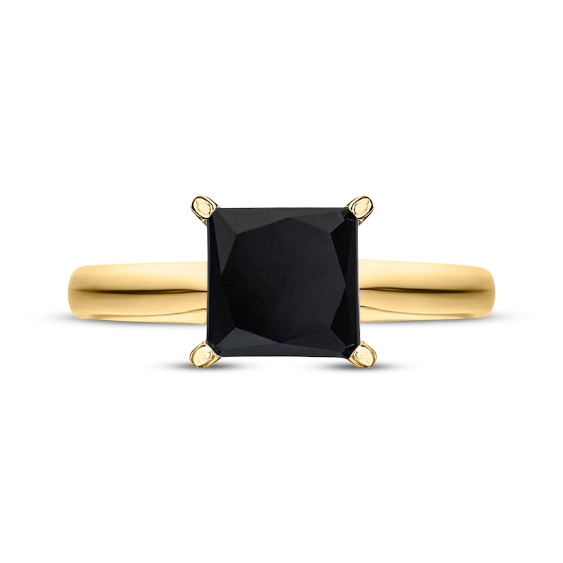 Princess-cut Black Diamond Solitaire Engagement Ring 1 ct tw 14K Yellow ...