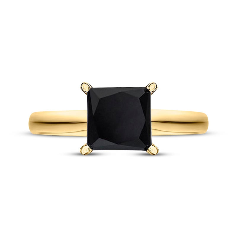 Main Image 3 of Now + Forever Princess-cut Black Diamond Solitaire Engagement Ring 1 ct tw 14K Yellow Gold