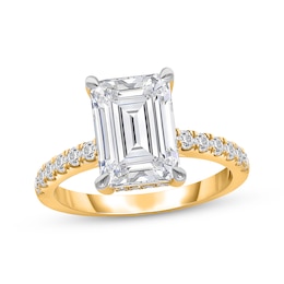 Lab-Grown Diamonds Emerald-Cut Engagement Ring 4-1/2 ct tw 14K Yellow Gold