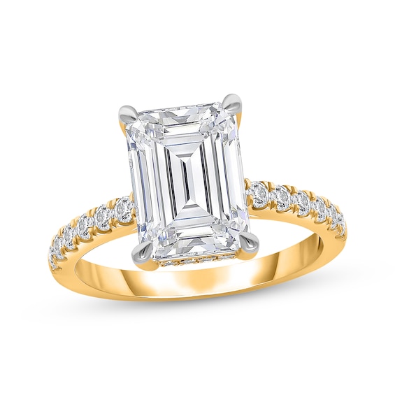 Lab-Grown Diamonds Emerald-Cut Engagement Ring 4-1/2 ct tw 14K Yellow Gold