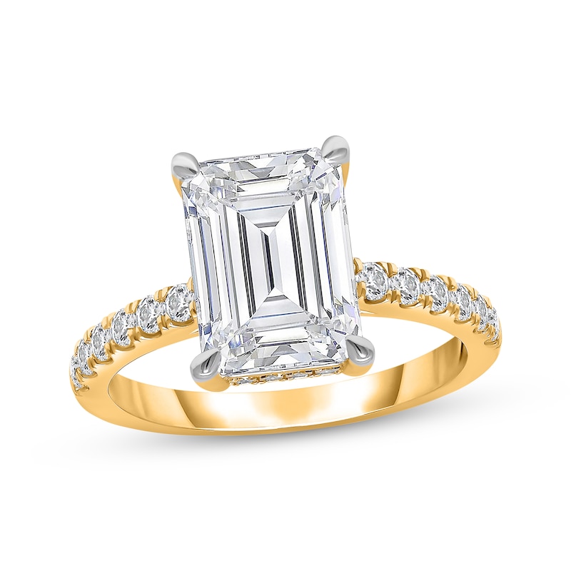 Main Image 1 of Lab-Grown Diamonds Emerald-Cut Engagement Ring 4-1/2 ct tw 14K Yellow Gold