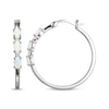 Thumbnail Image 3 of Oval-Cut Lab-Created Opal & White Lab-Created Sapphire Hoop Earrings Sterling Silver