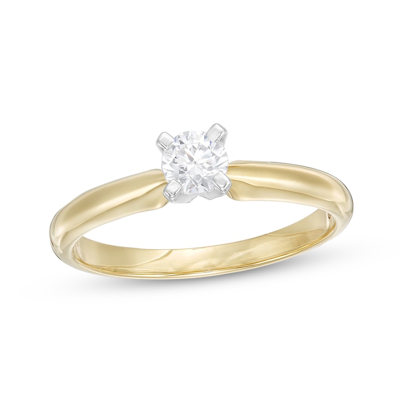 Round-Cut Diamond Solitaire Engagement Ring 1/3 ct tw 14K Yellow Gold (I/I2)