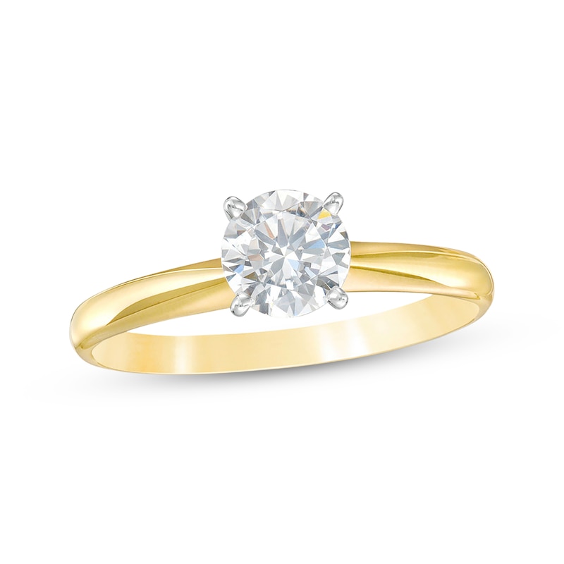 Round-Cut Diamond Solitaire Engagement Ring 3/4 ct tw 14K Yellow Gold ...