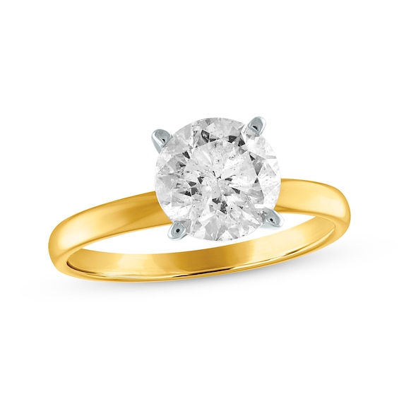 Certified Round-Cut Diamond Solitaire Engagement Ring 1-1/2 ct tw 14K Yellow Gold (I/I2)