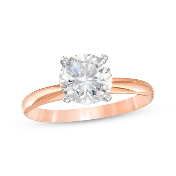Now + Forever Certified Round-Cut Diamond Solitaire Engagement Ring 1-1/2 ct tw 14K Rose Gold (I/I2)