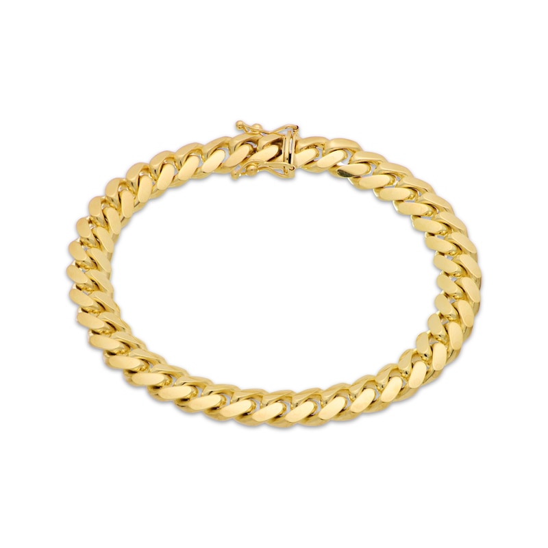 Solid Miami Cuban Curb Chain Bracelet 9.24mm 10K Yellow Gold 9"