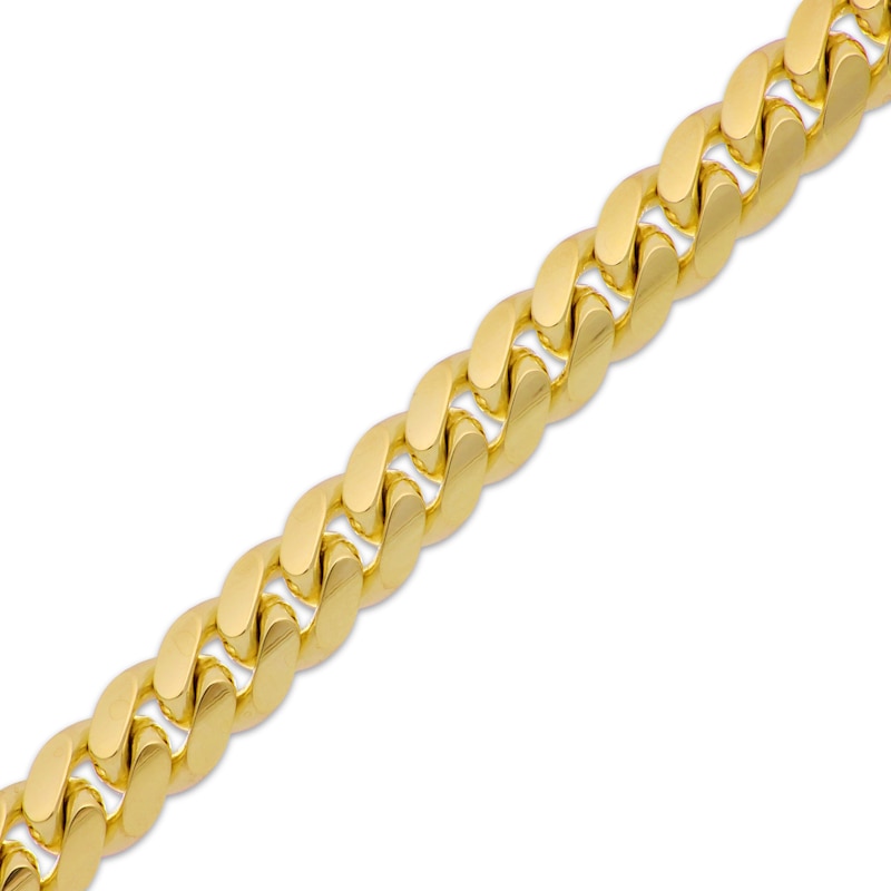 Solid Miami Cuban Curb Chain Bracelet 9.24mm 10K Yellow Gold 9"